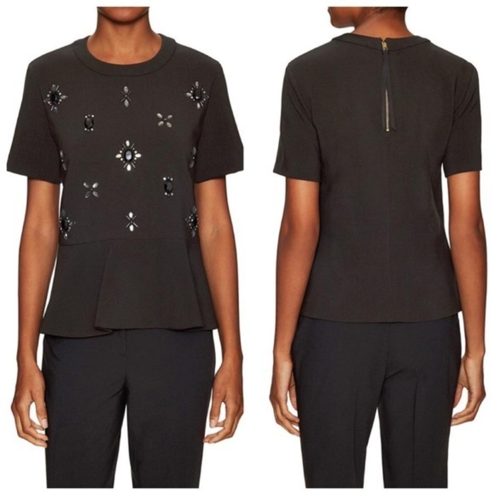 Kate Spade New York Embellished Peplum Top Blouse